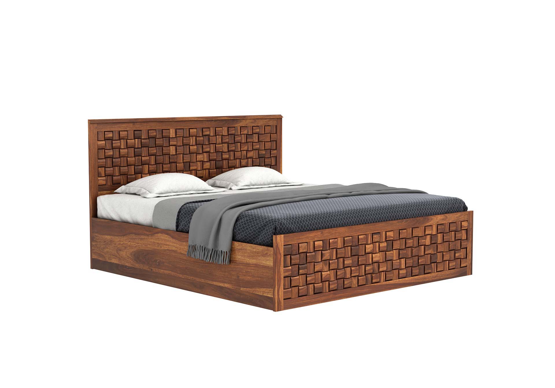 Flamingo Sheesham Wood Bed With Hydraulic Storage