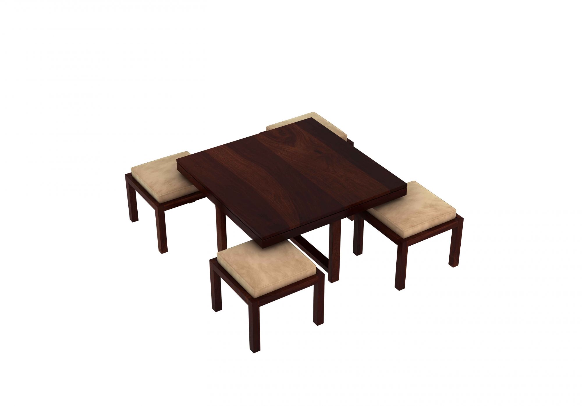Timor Sheesham Wood Coffee Table with 4 Stool