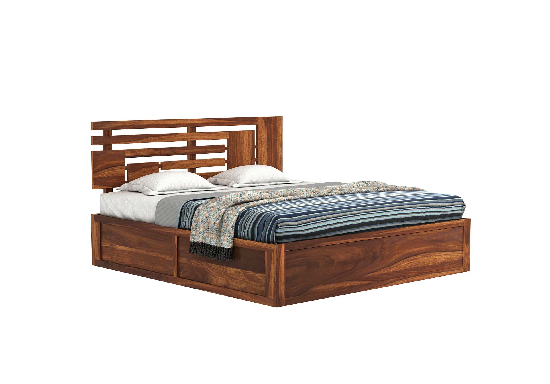 Borneo Sheesham Wood Bed With Hydraulic Storage