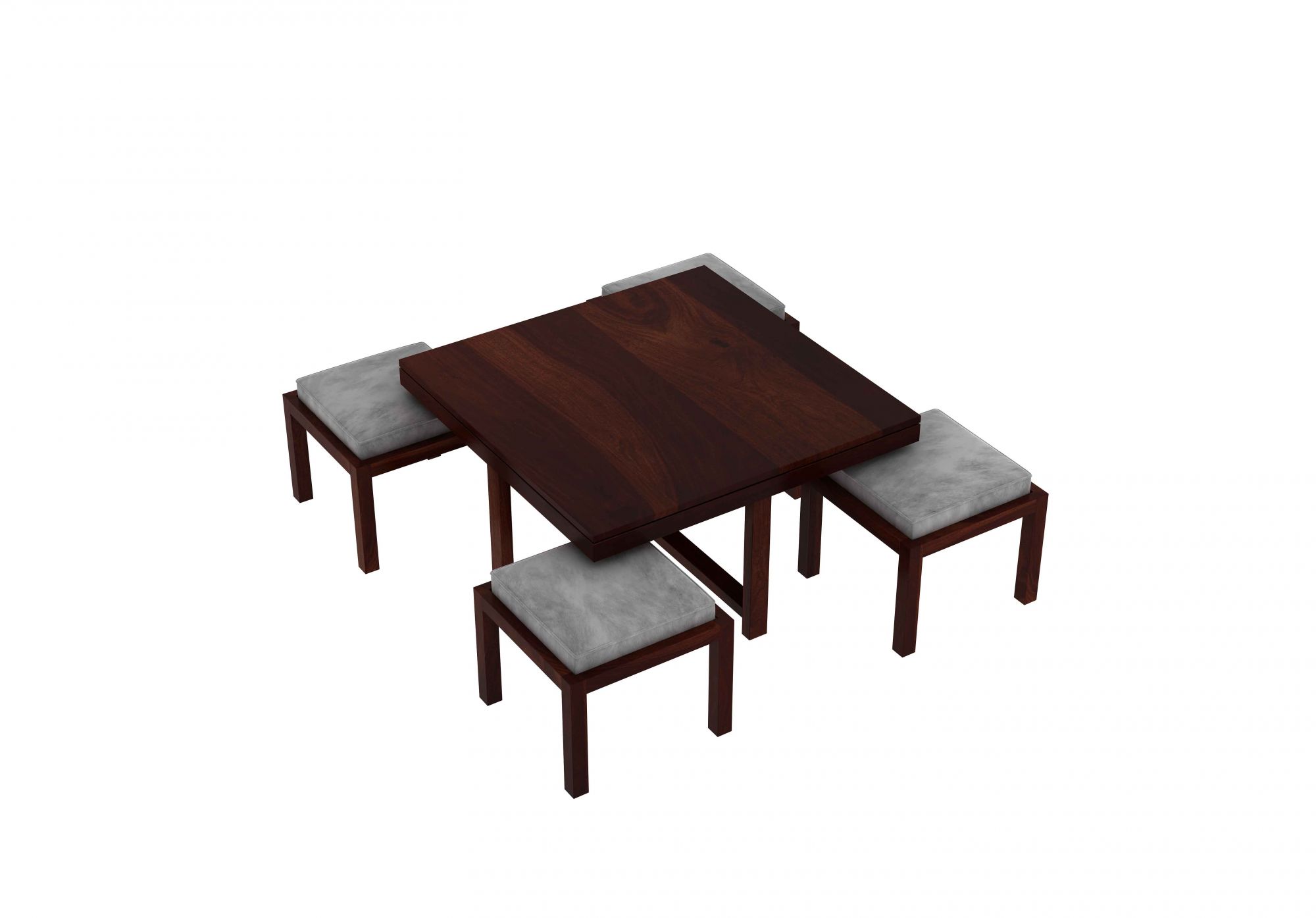 Timor Sheesham Wood Coffee Table with 4 Stool