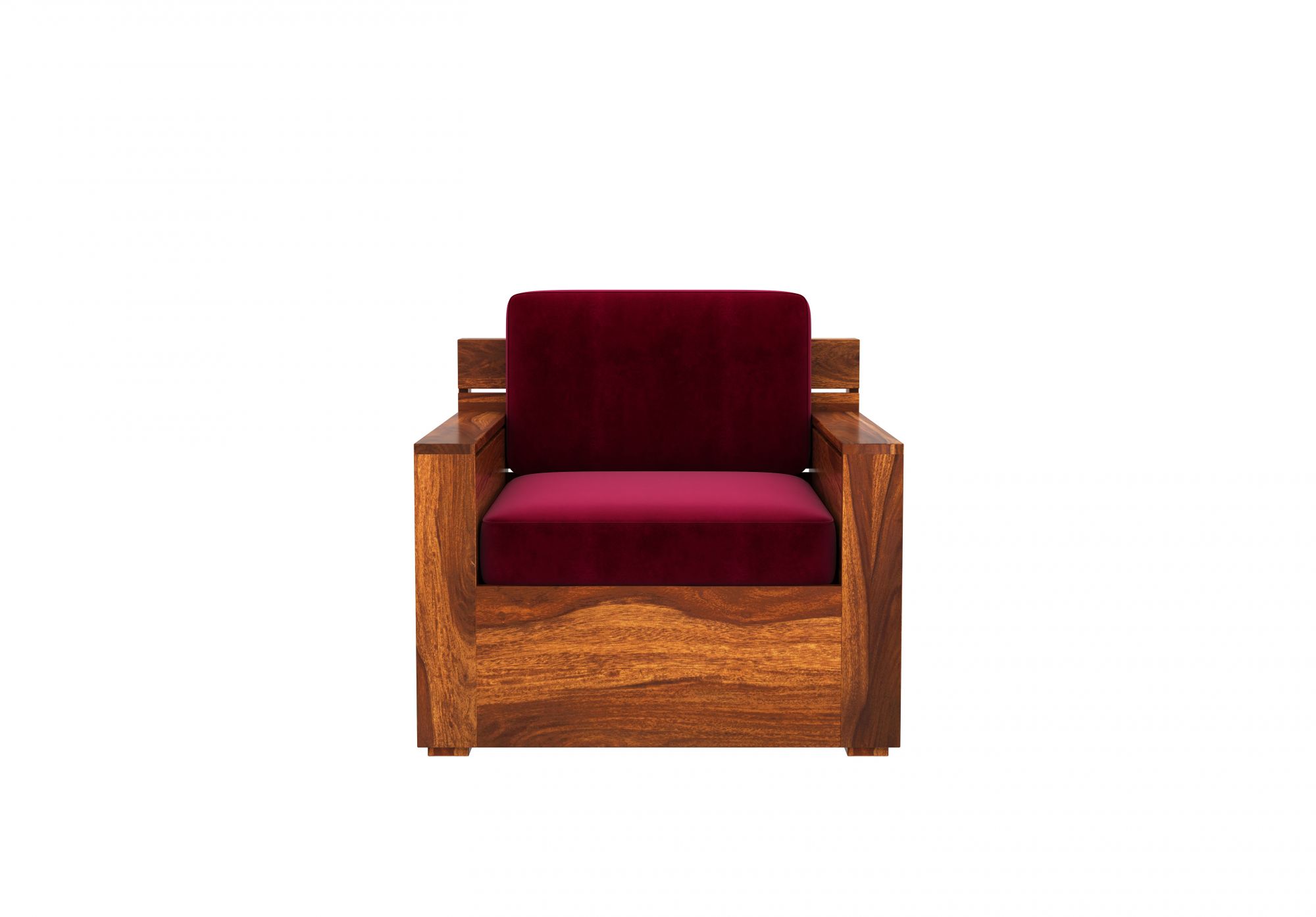 Nelson Burgandy 5 Seater Wooden Sofa Set