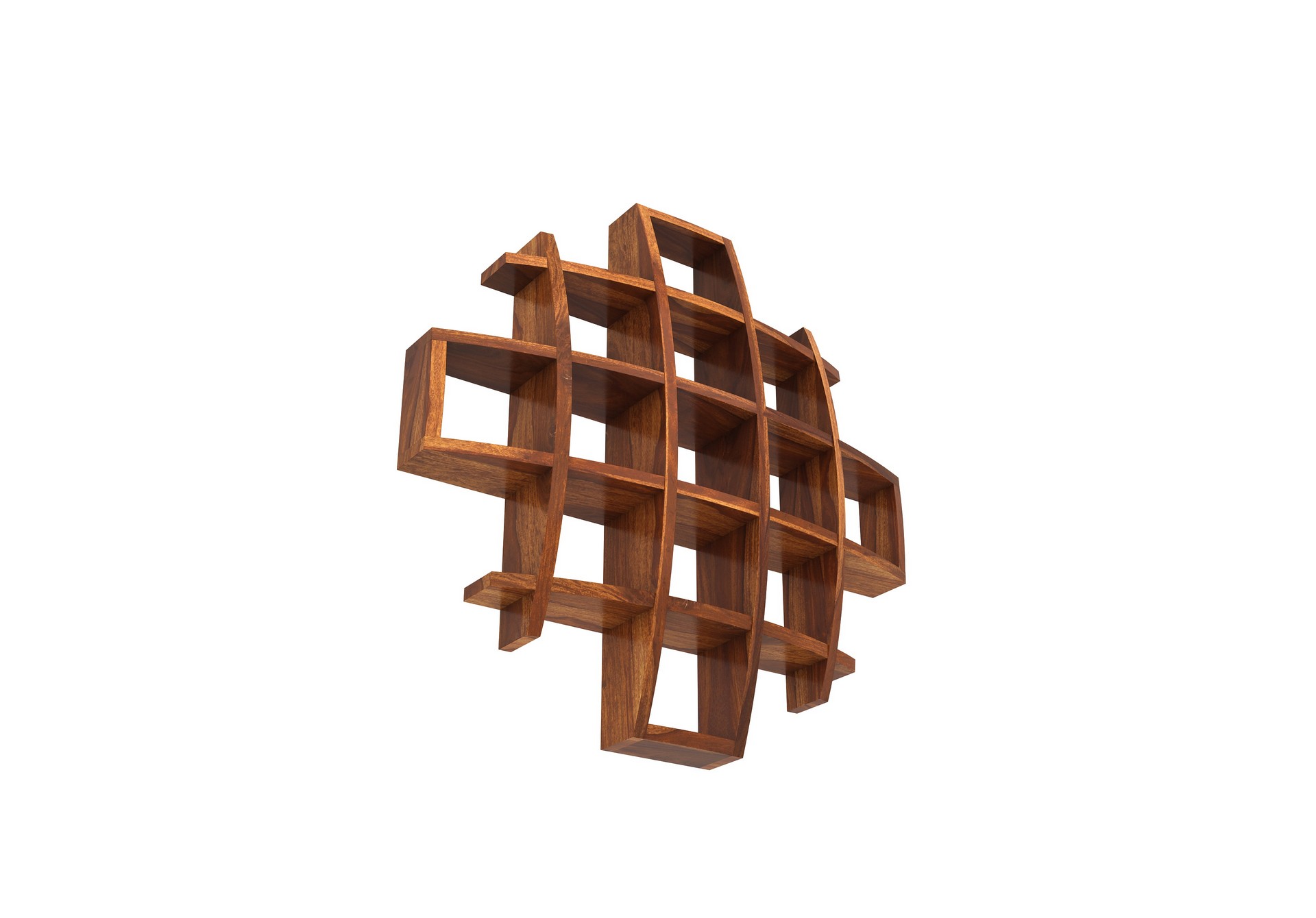 Femo Sheesham Wood Wall Shelves Teak finish