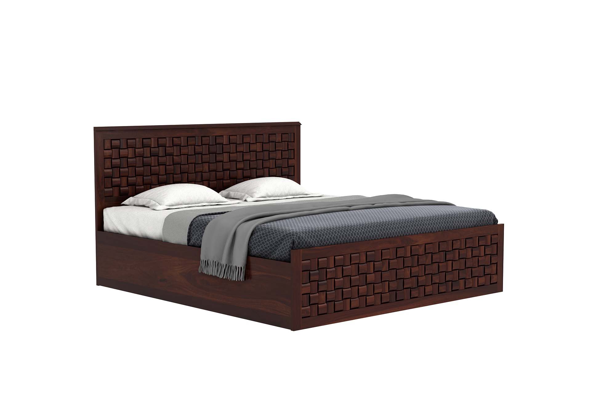 Flamingo Sheesham Wood Bed With Hydraulic Storage