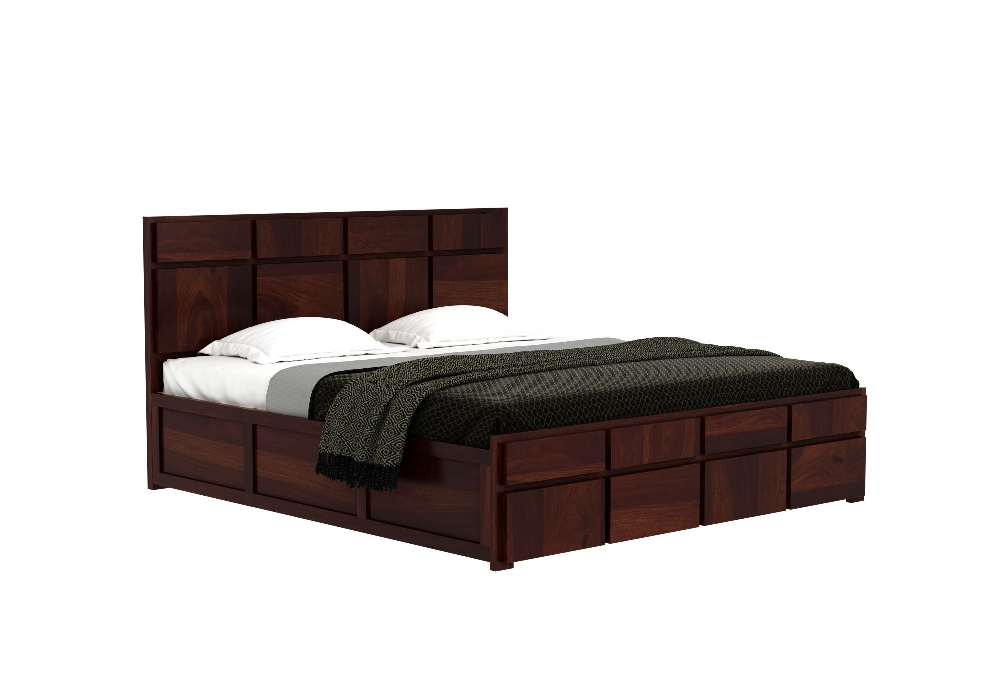 Andrott Bed with Box Storage King Size Teak Finish
