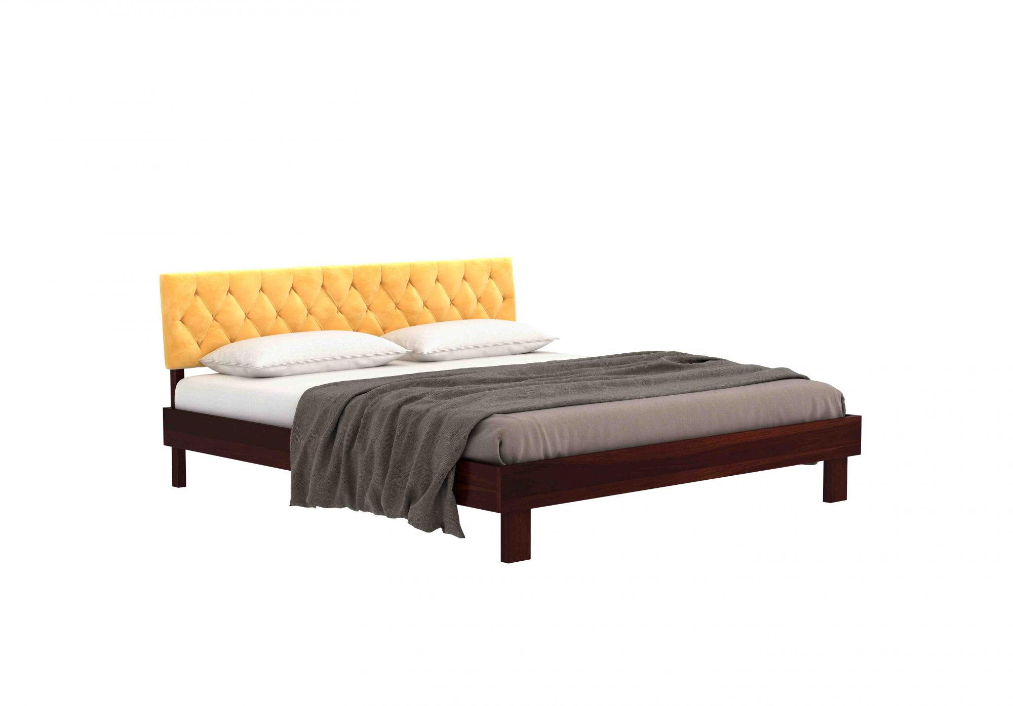 Rota Yellow Sheesham Wood Bed Without Storage
