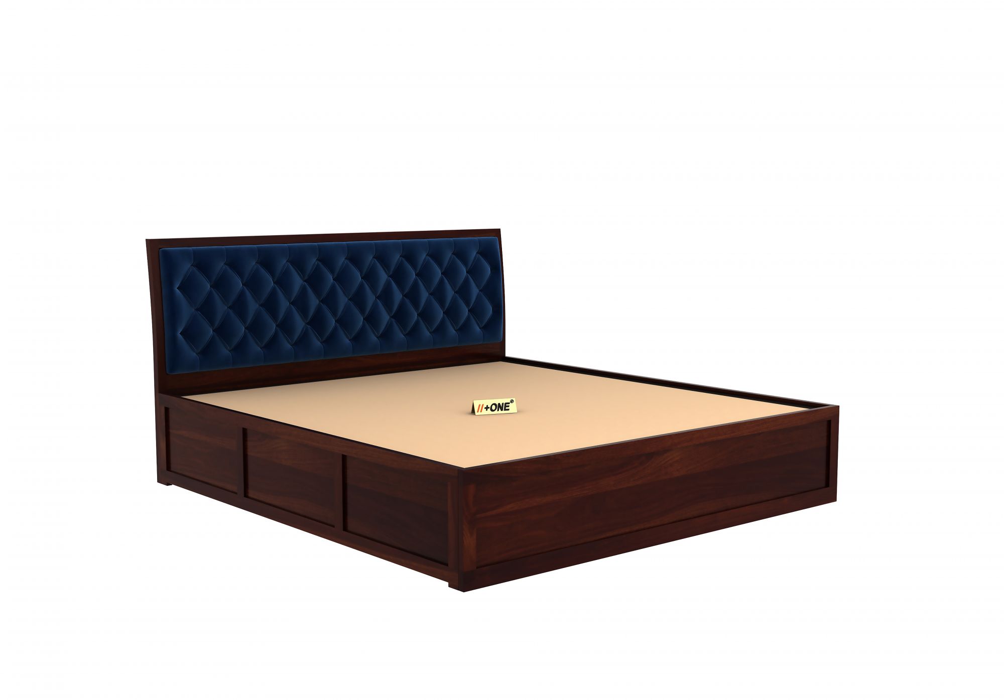Aria Cushioned Indigo Blue Bed With Hydraulic Storage