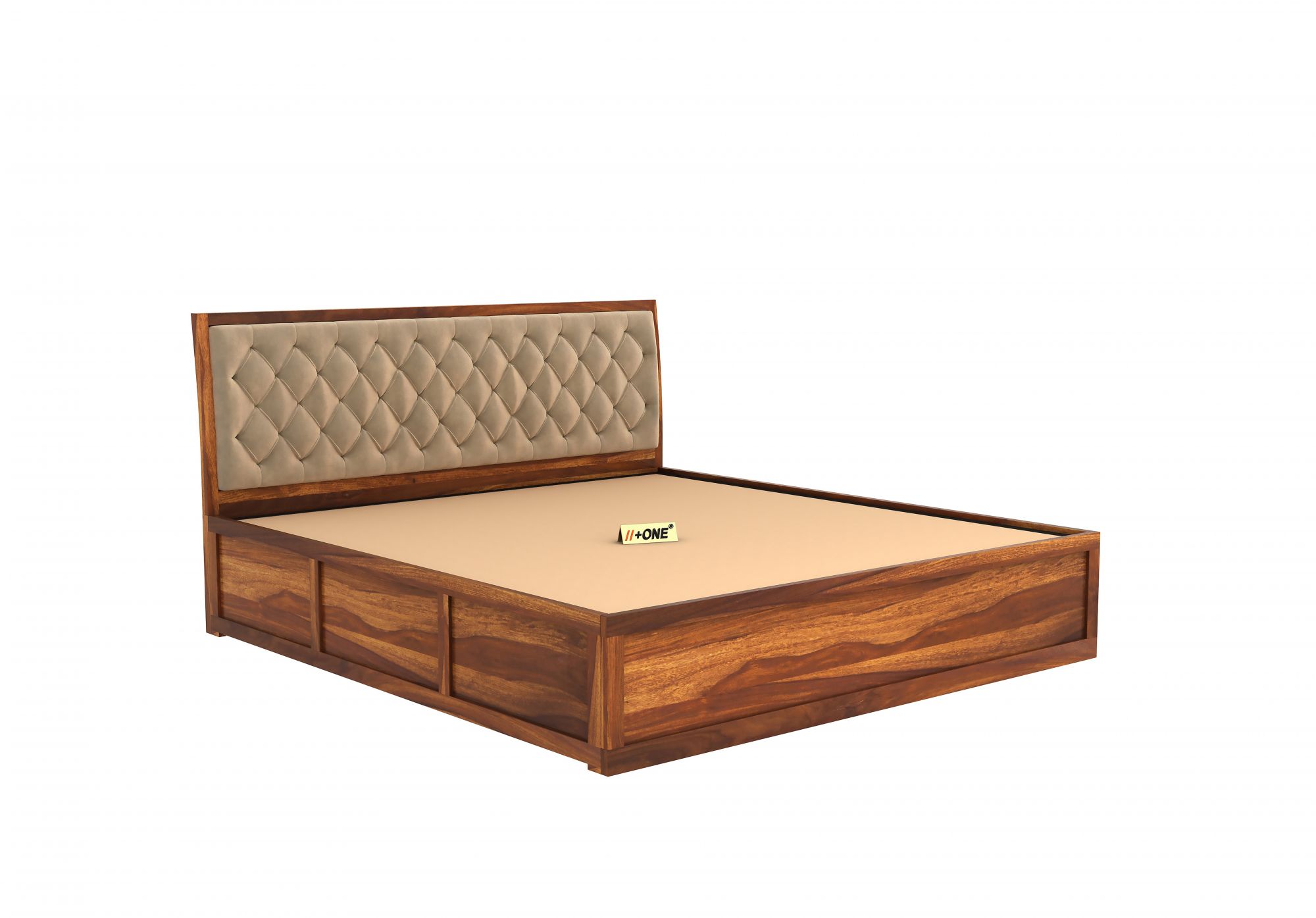 Aria Cushioned Husk Bed With Hydraulic Storage