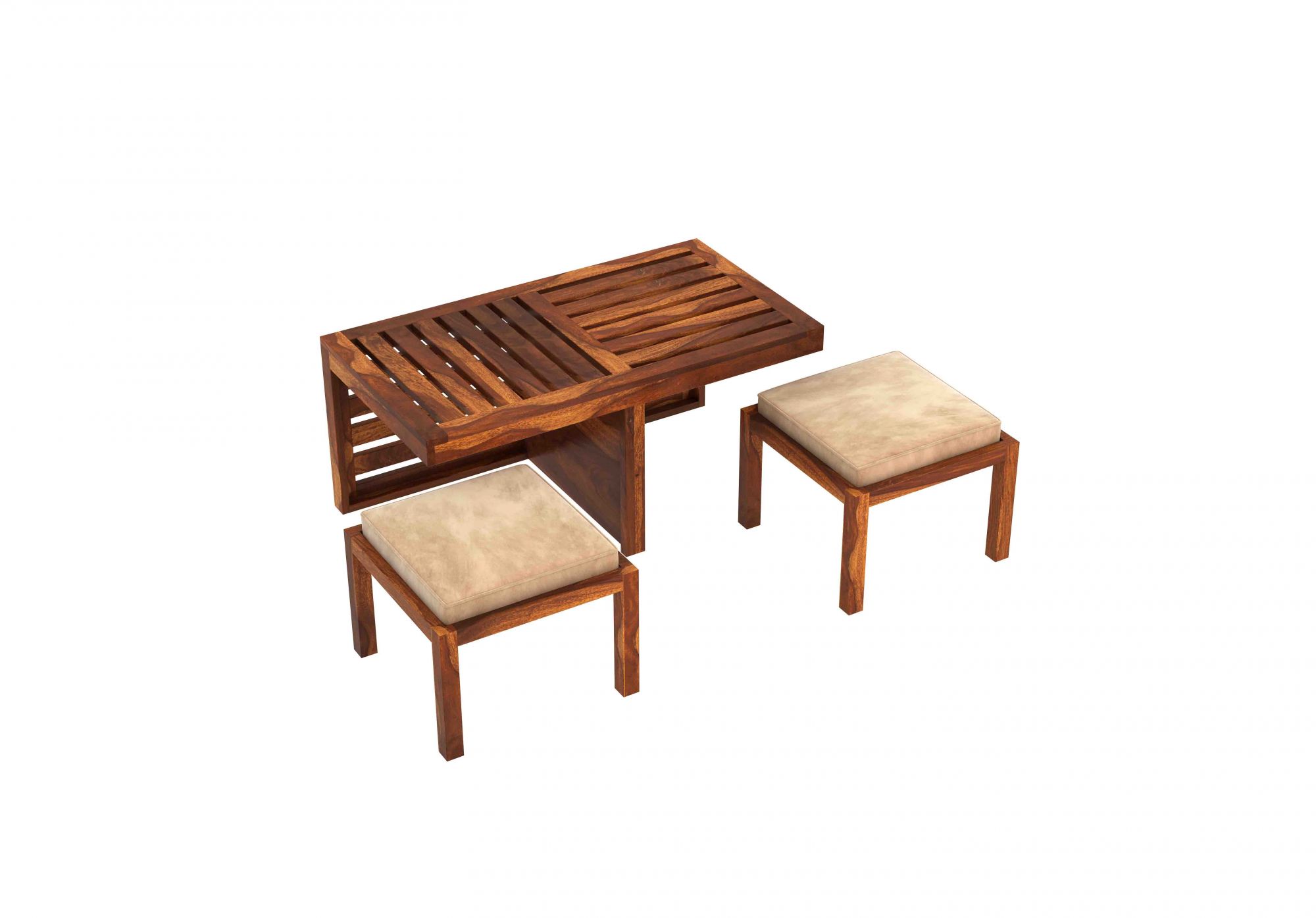 Marina 2 stool coffee table Walnut beige
