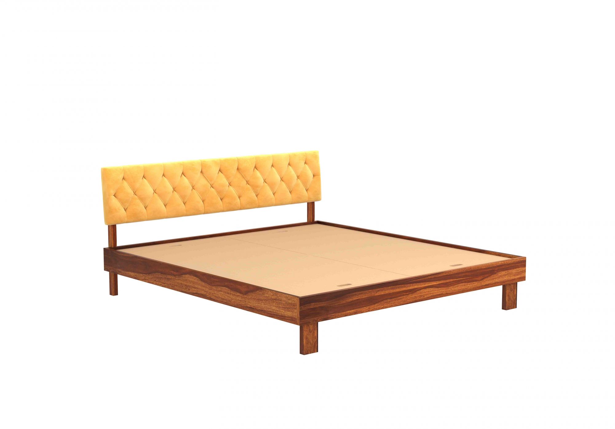 Rota Yellow Sheesham Wood Bed Without Storage