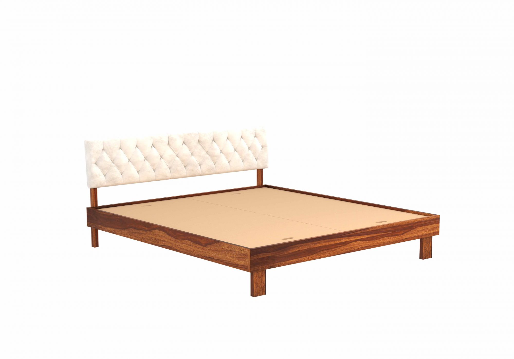 Rota Cream Sheesham Wood Bed Without Storage