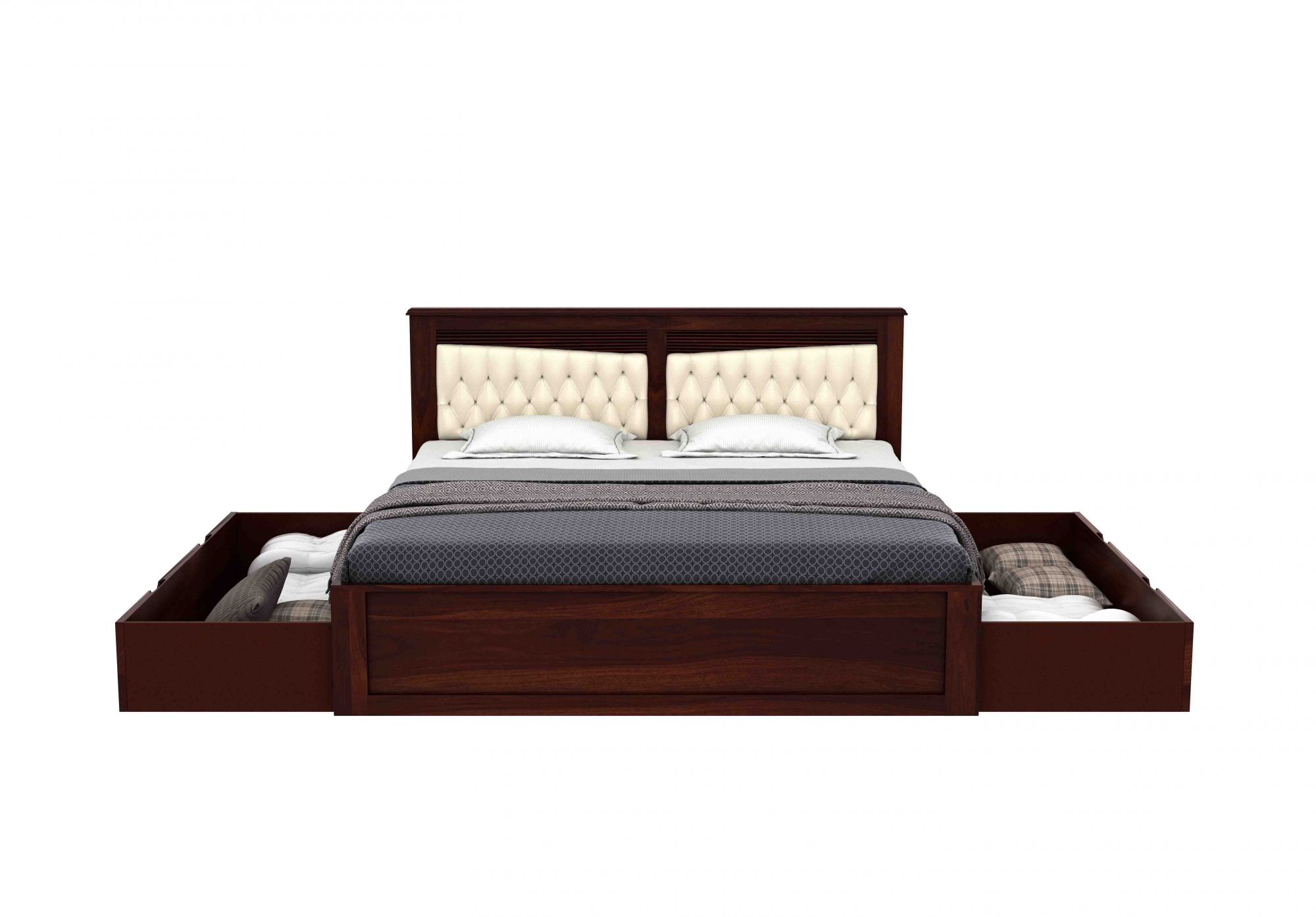 Spanish Sheesham Wood Bed With Side Storage