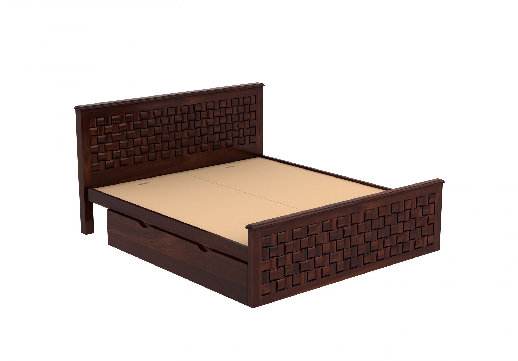 Flamingo Sheesham Wood Bed With Side Drawer