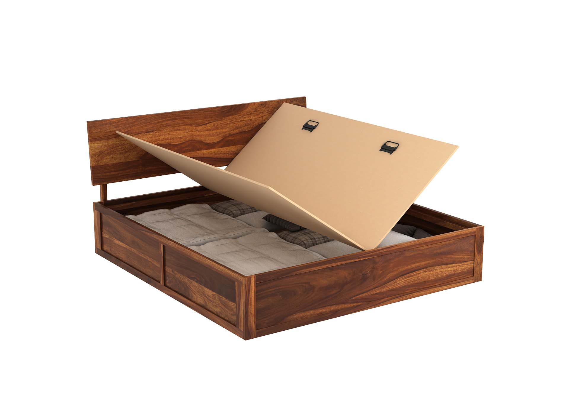 Samos Sheesham Wood Bed With Box Storage