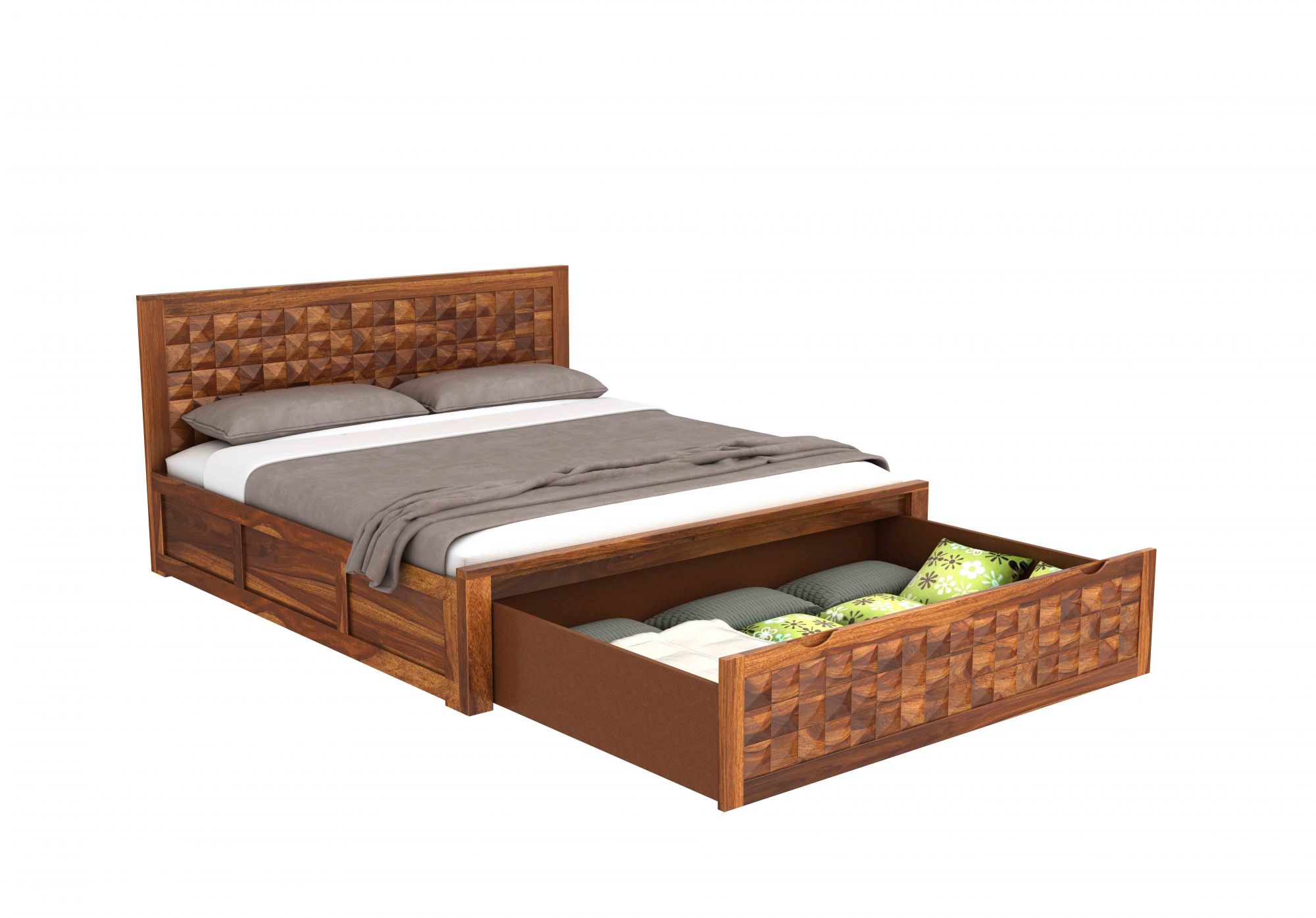 Diamond Bed HQ with Drawer and Box Storage