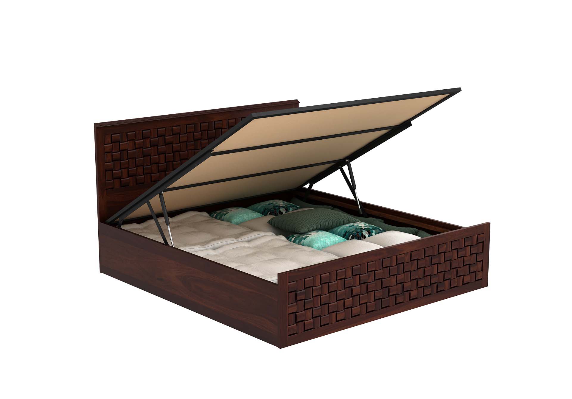 Flamingo Sheesham Wood Bed With Hydraulic Storage