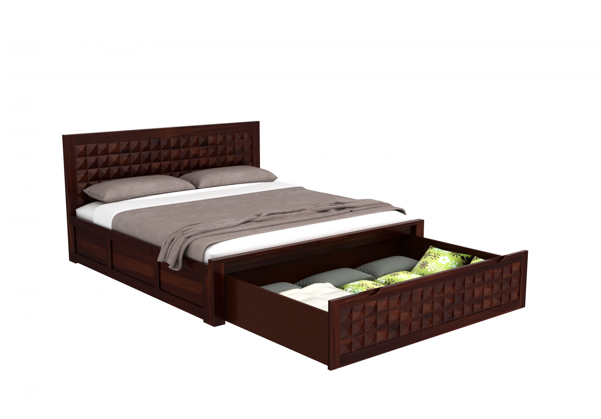 Diamond Bed HQ with Drawer and Box Storage