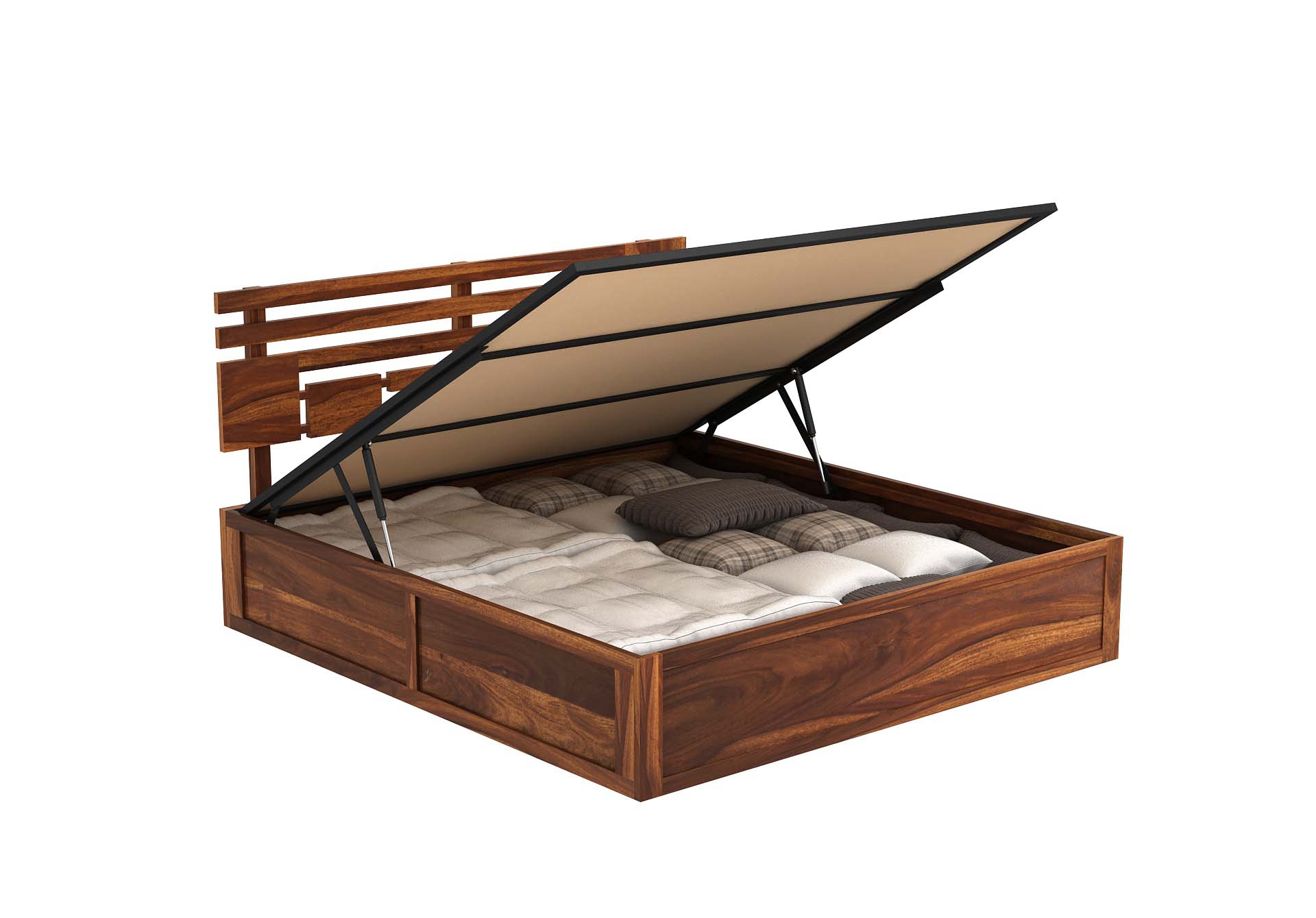Borneo Sheesham Wood Bed With Hydraulic Storage