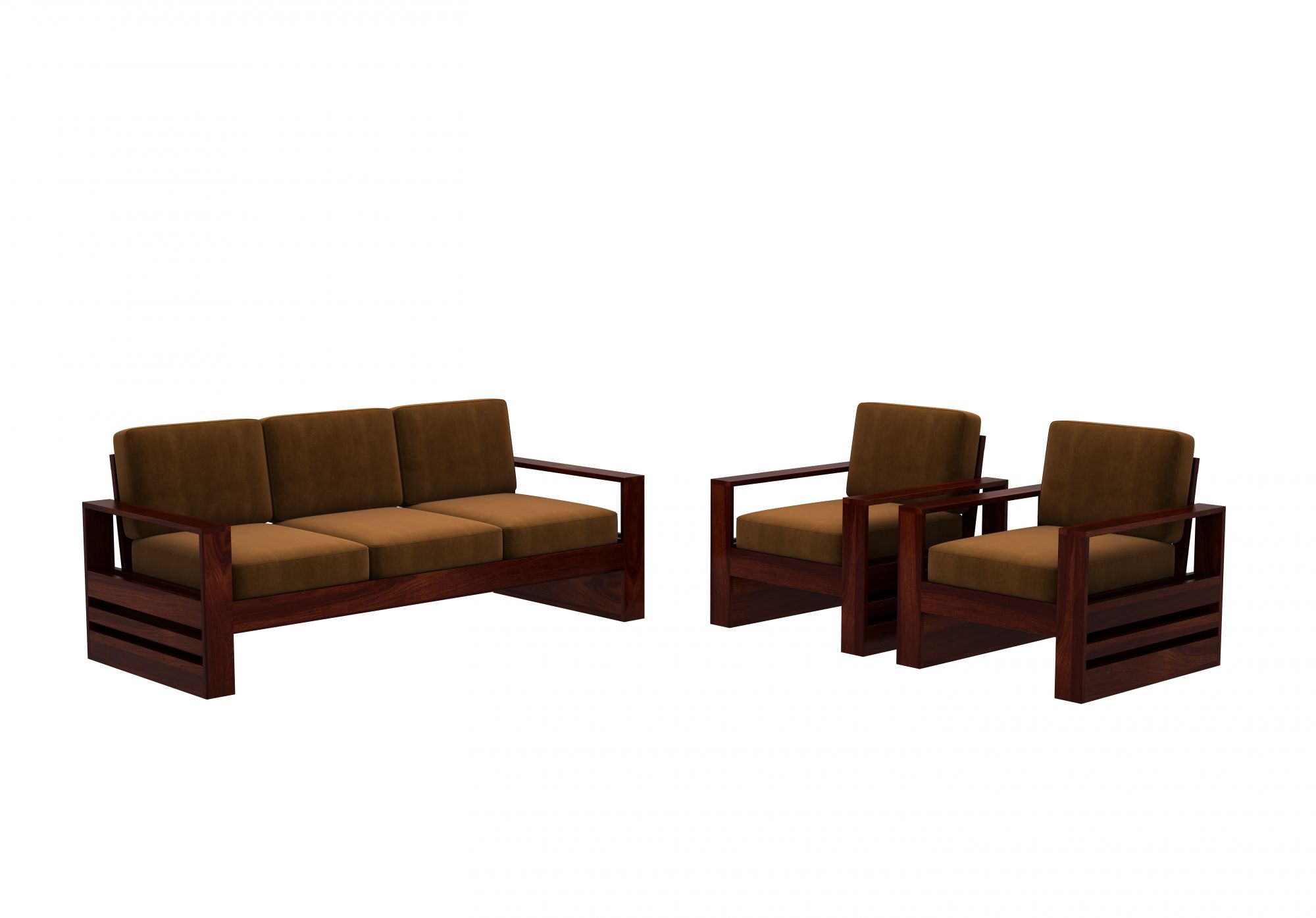 Picton Brown Wooden Sofa Set 5 Seater