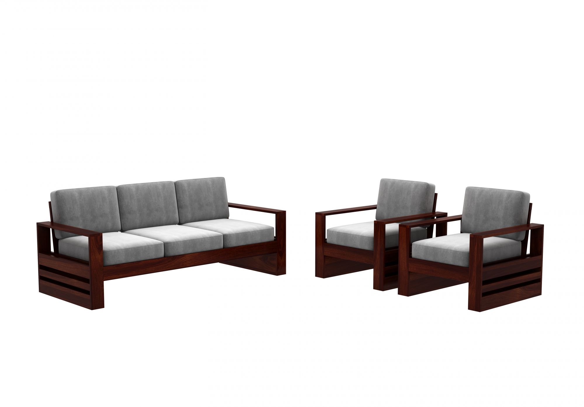 Picton Grey Wooden Sofa Set 5 Seater