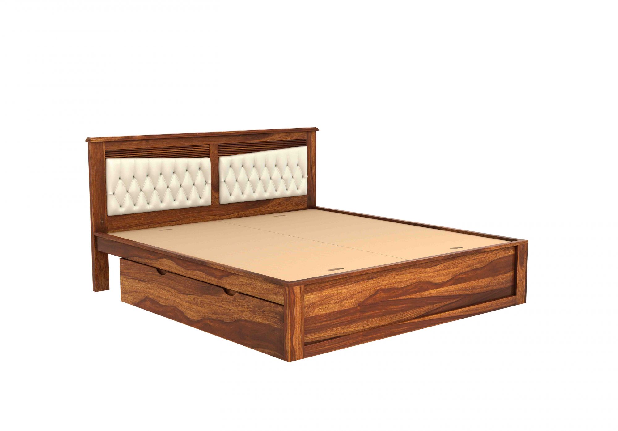 Spanish Sheesham Wood Bed With Side Storage