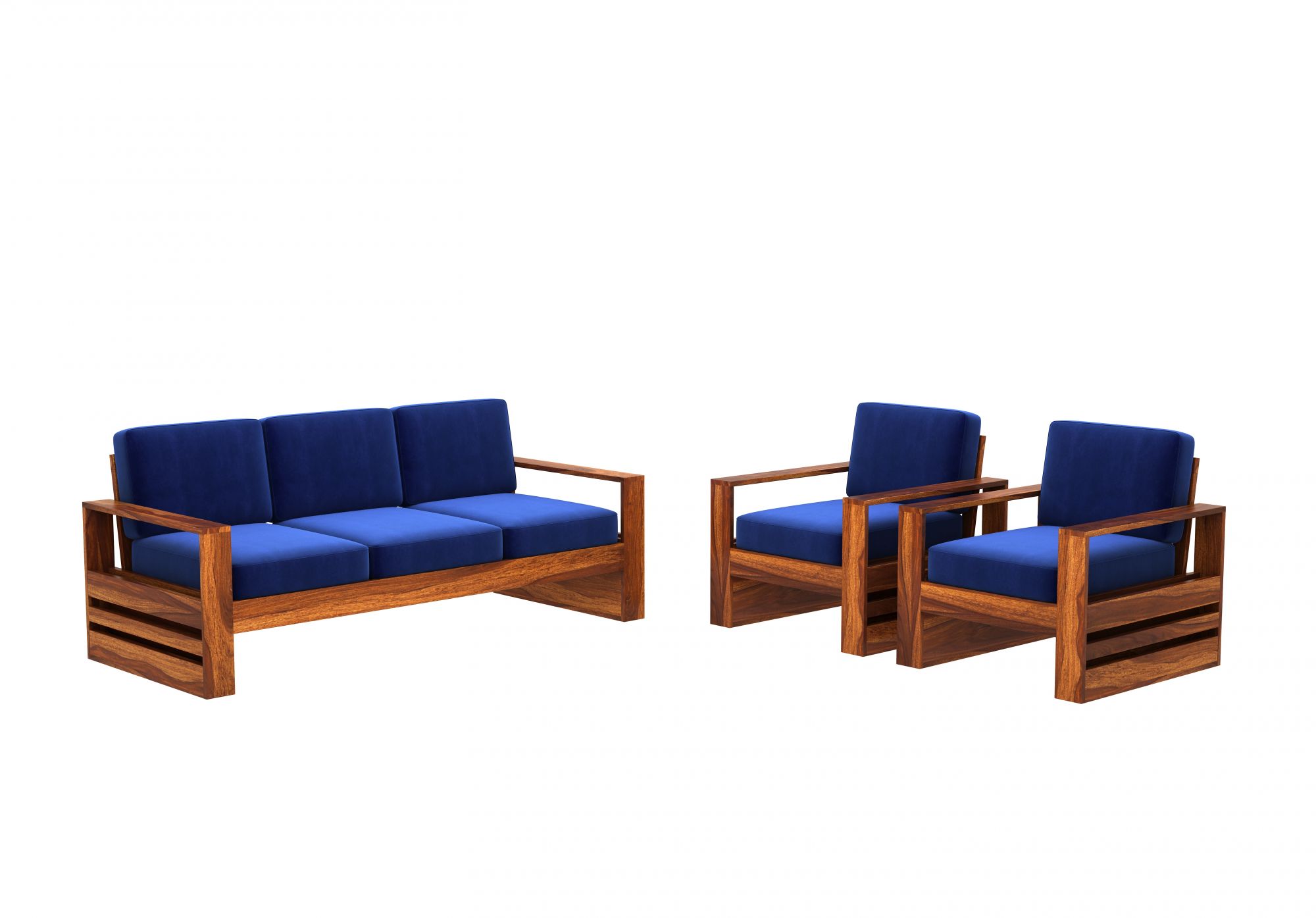 Picton Blue Wooden Sofa Set 5 Seater