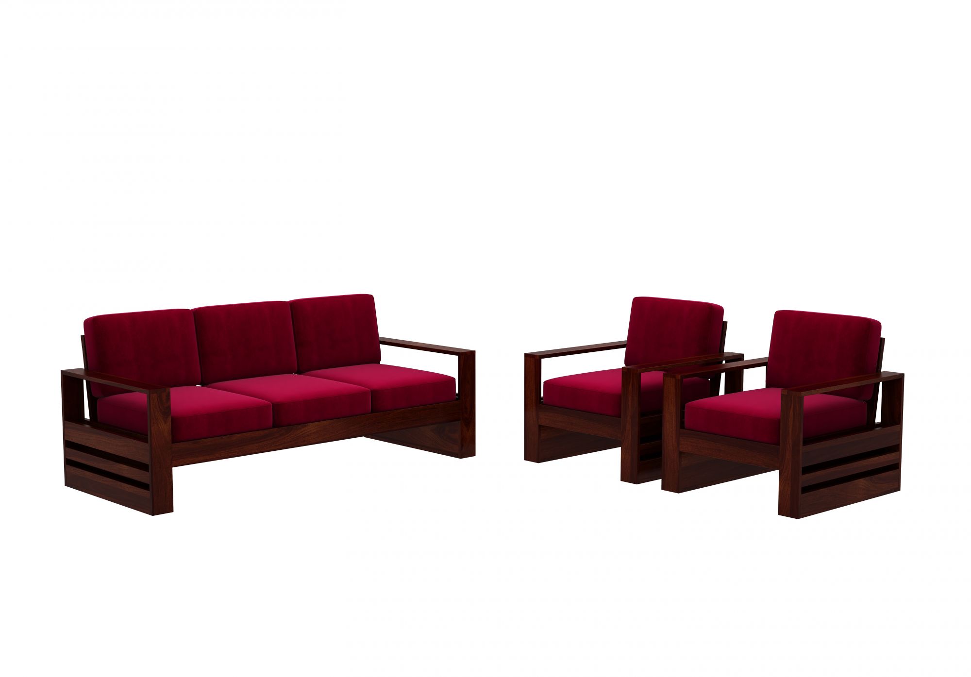 Picton Burgandy Wooden Sofa Set 5 Seater