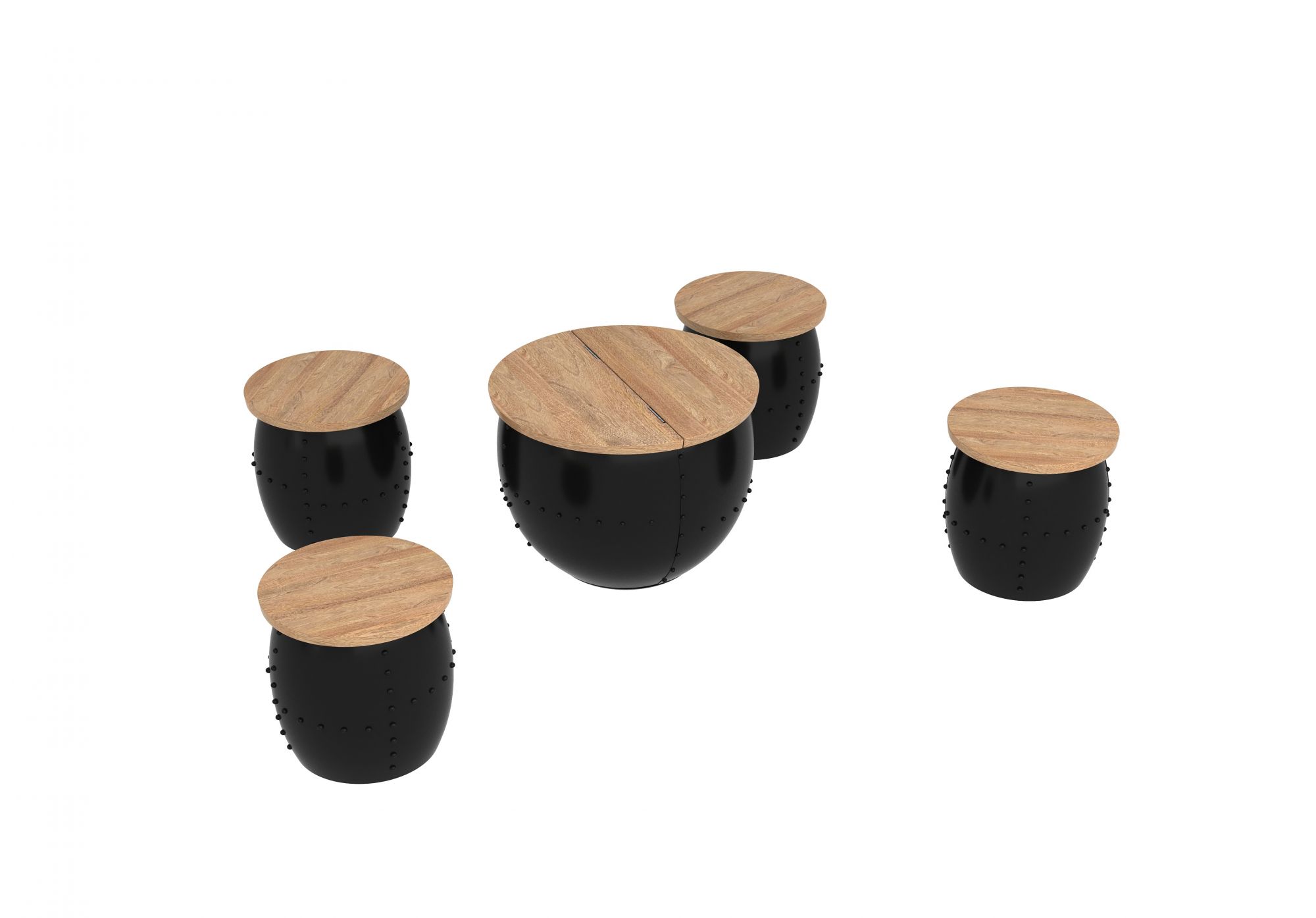 Gordon Coffee Table Set with 4 Stools