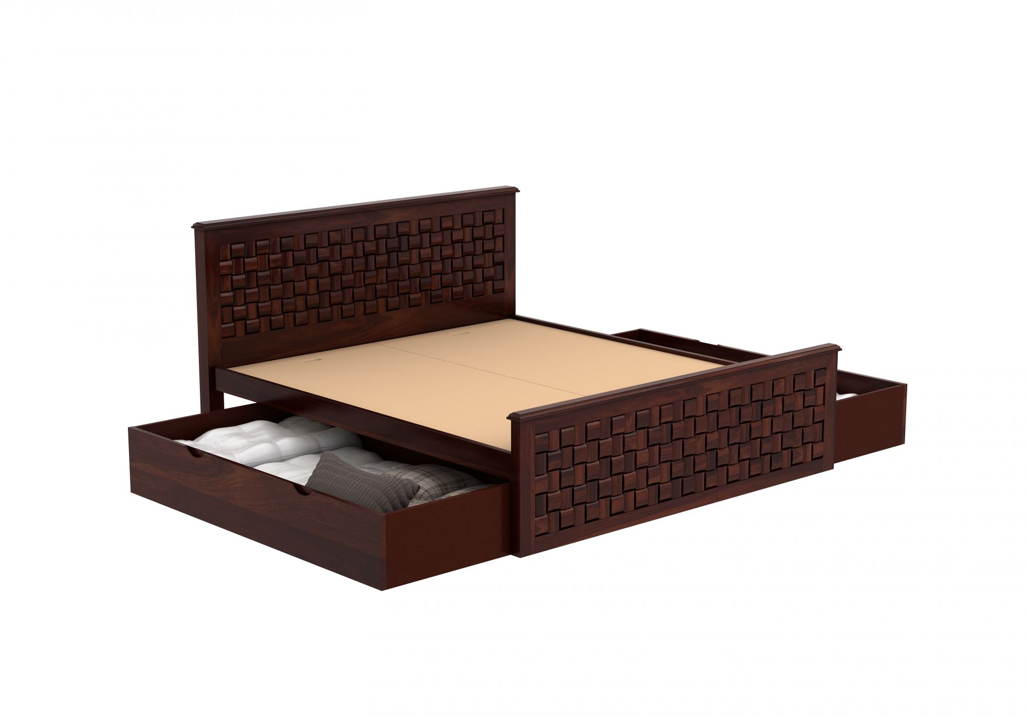 Flamingo Sheesham Wood Bed With Side Drawer