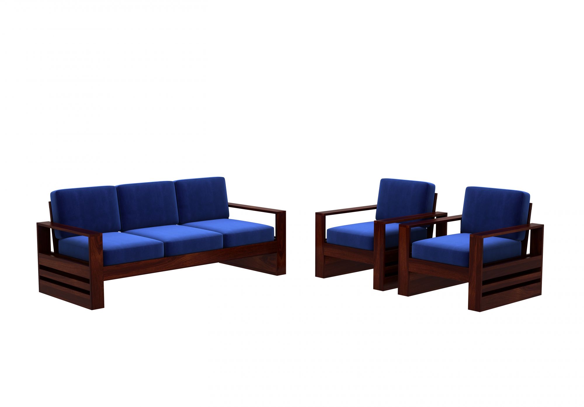 Picton Blue Wooden Sofa Set 5 Seater