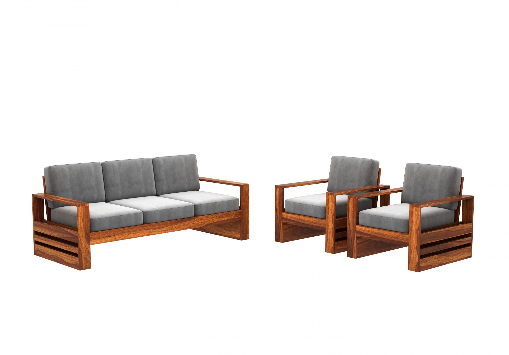 Picton Grey Wooden Sofa Set 5 Seater