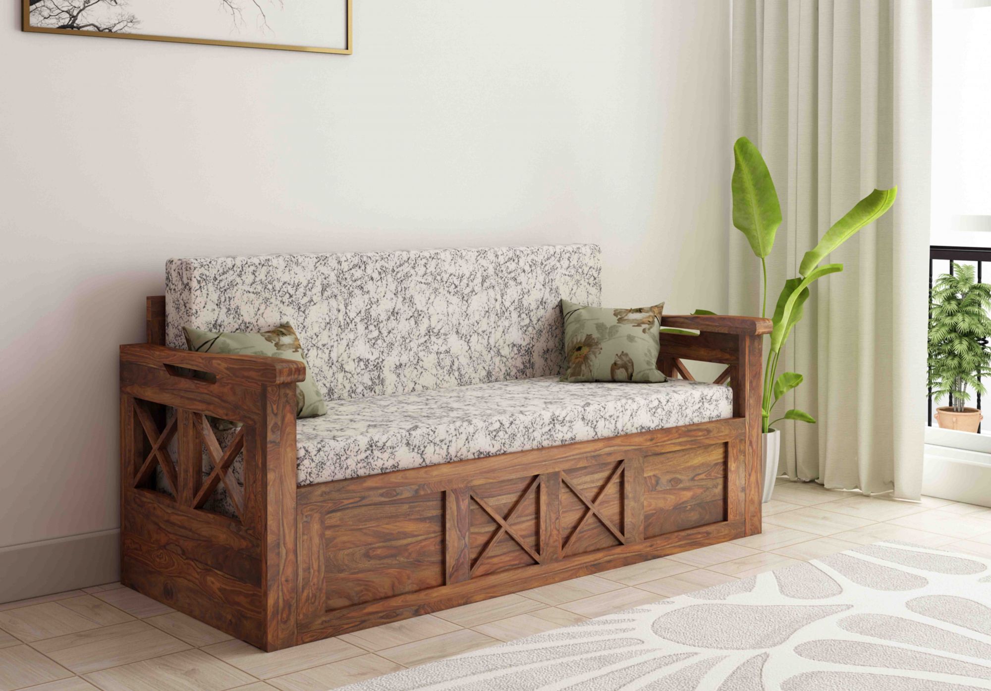 Aegina Sheesham Wood Sofa Cum Bed