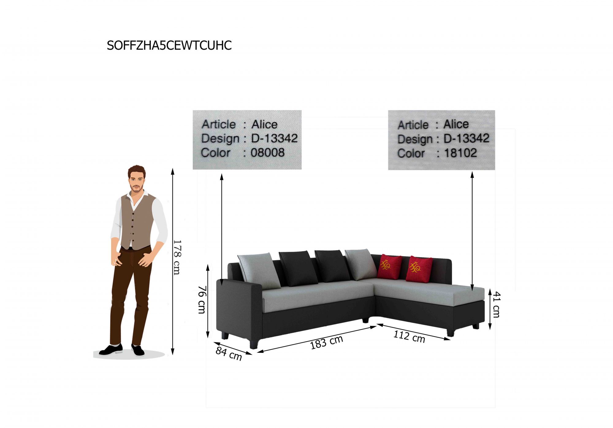 Kodiak L Shape 5 Seater Sofa Set
