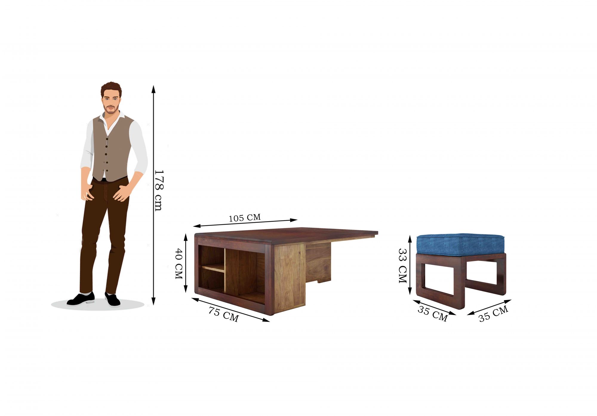 Jura Sheesham Wood 4 Seater Coffee Table
