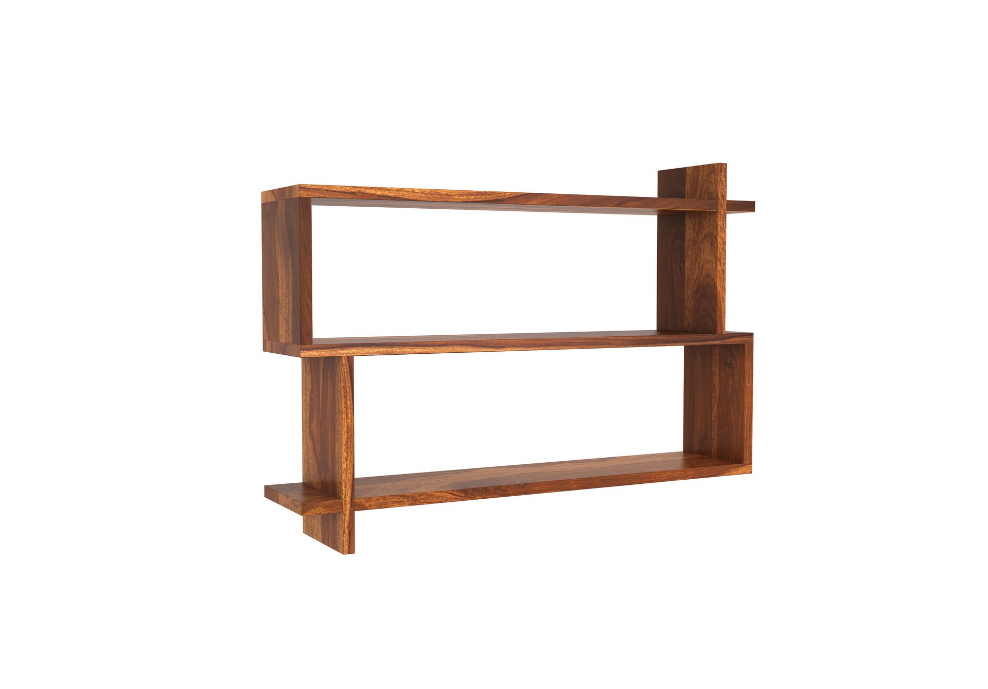 Floating Sheesham Wood Wall Shelves Walnut finish