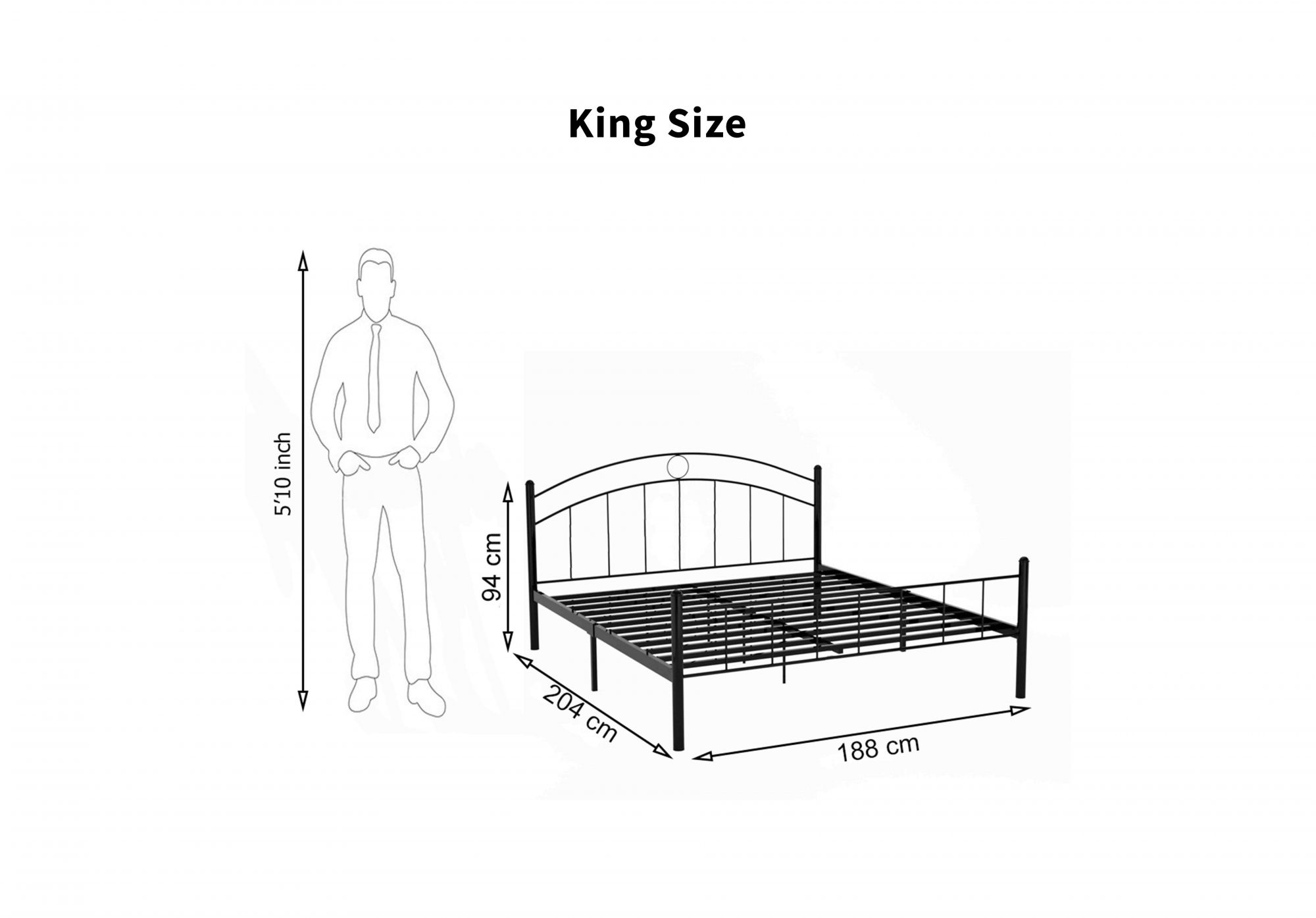 Lona Metal Bed Queen Size