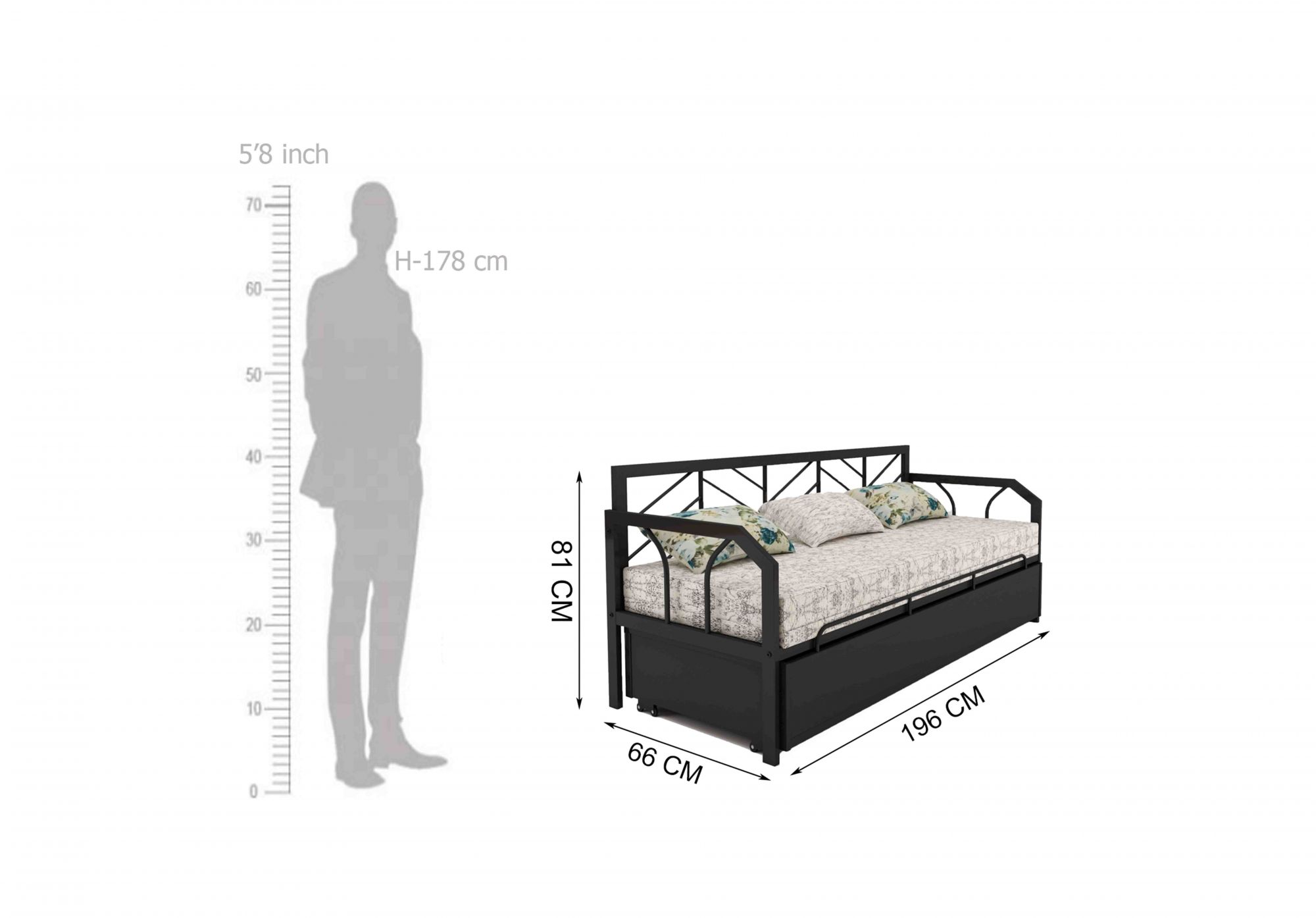 Honshu Metal Sofa Cum Bed