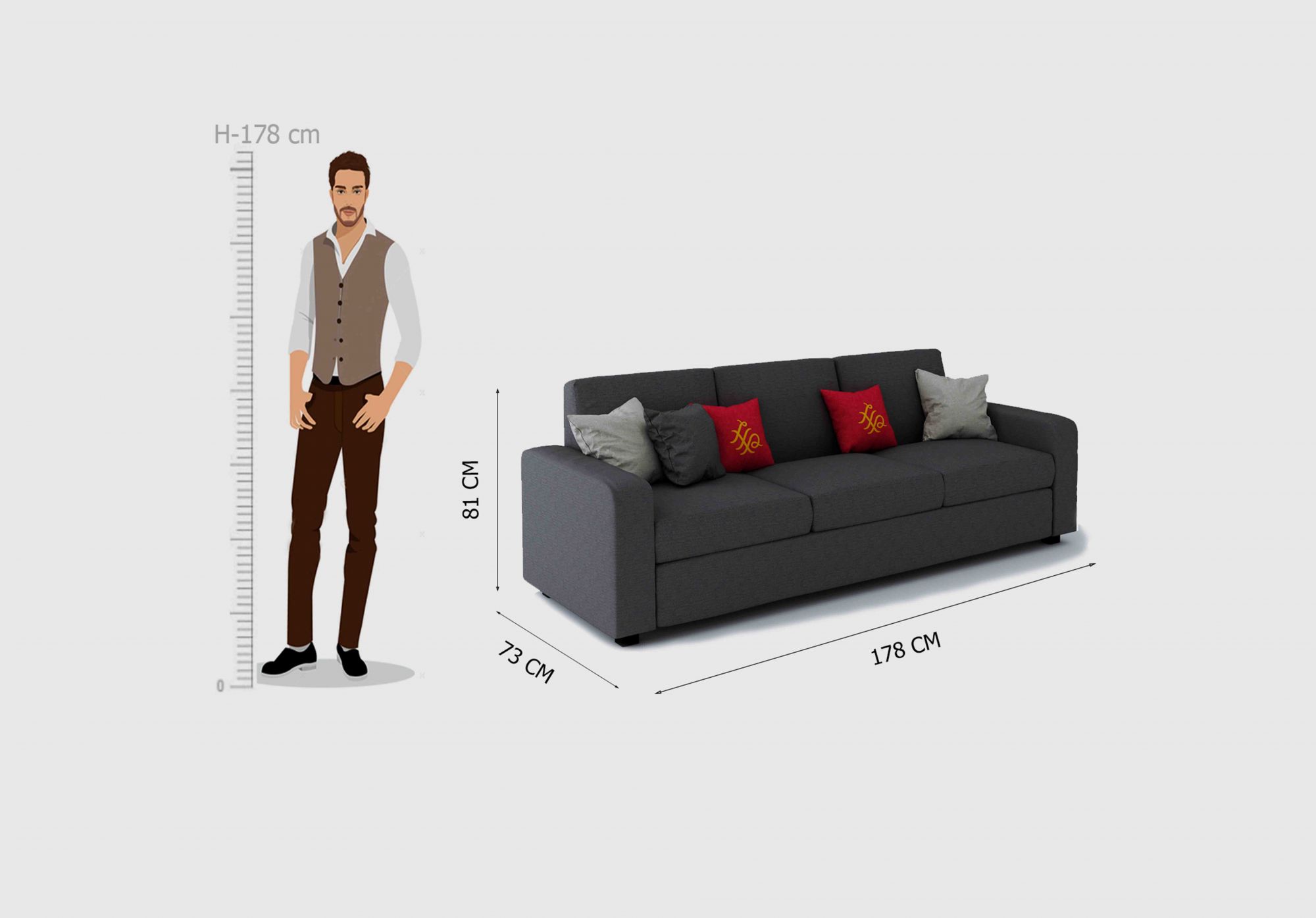 Burrey 3 Seater Fabric Sofa Set
