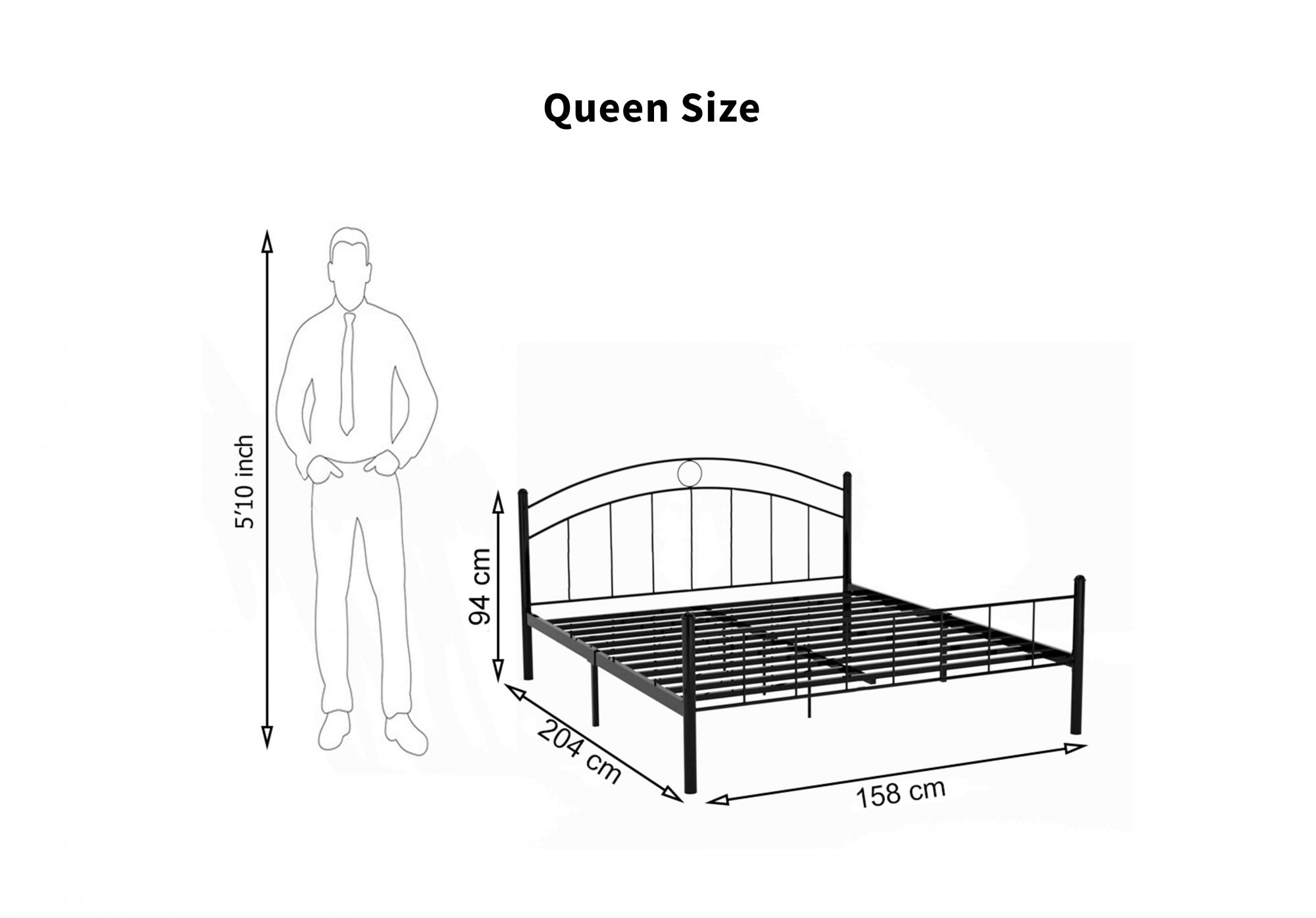 Lona Metal Bed Queen Size
