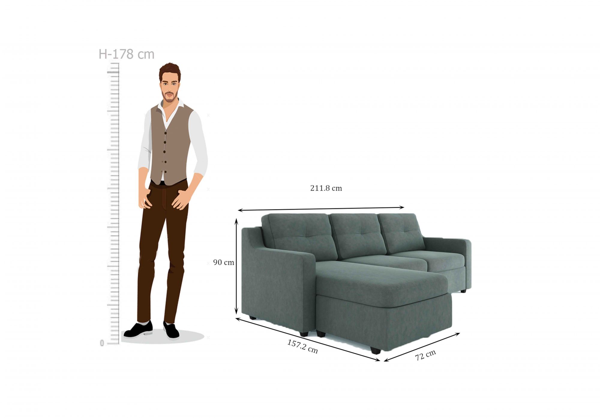Islay L Shape Fabric Sofa Set