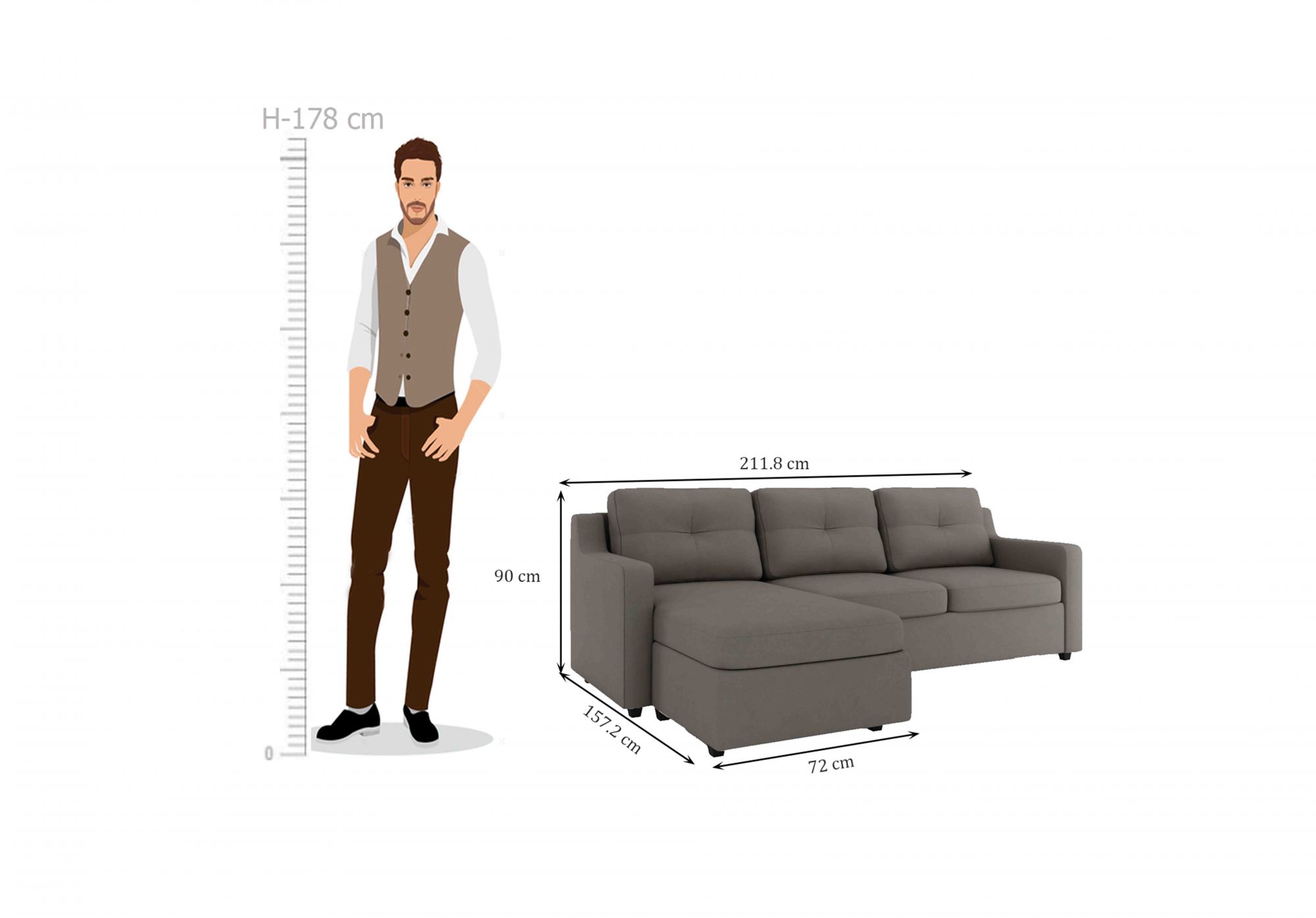 Islay L Shape Fabric Sofa Set