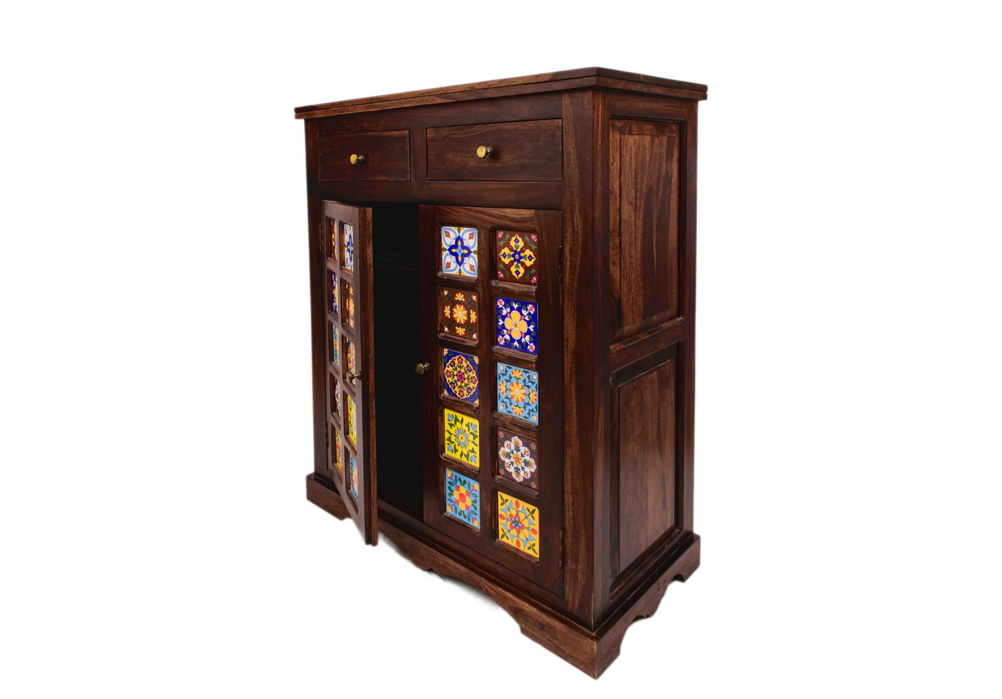Milos Solid Wood Shoe Cabinet Teak finish