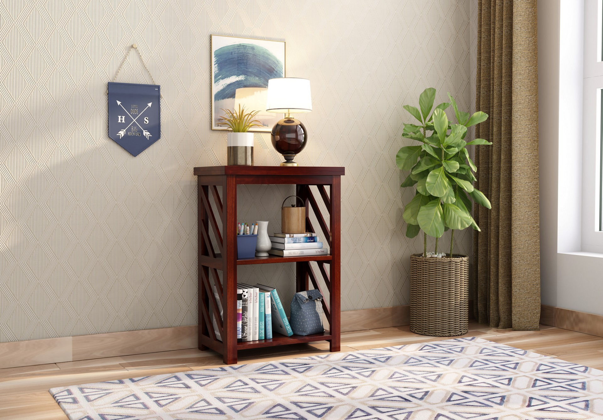 Saylor Sheesham Wood Bookshelf Teak finish