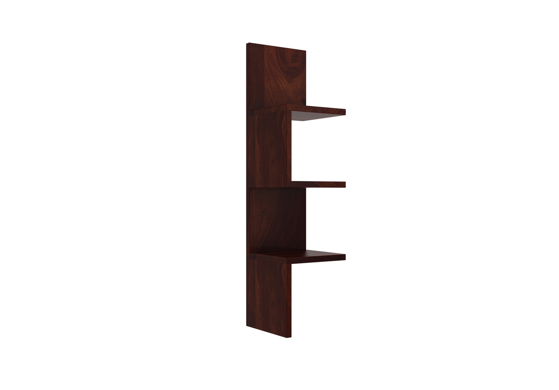 Zigzag Sheesham Wood Wall Shelves Walnut finish