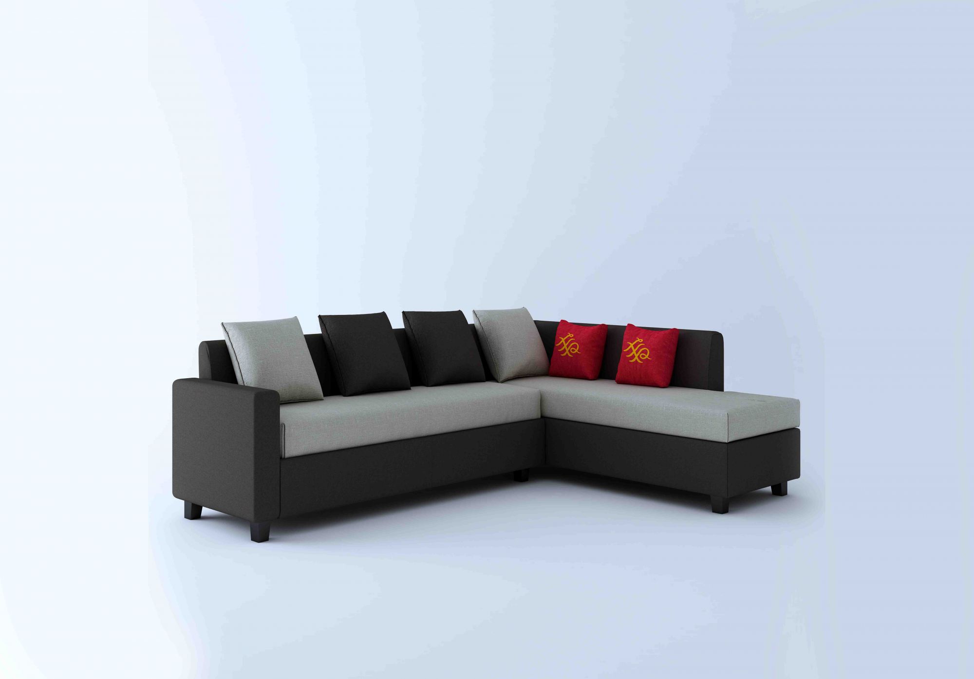 Kodiak white and brown 5 seater L Shape Sofa Set