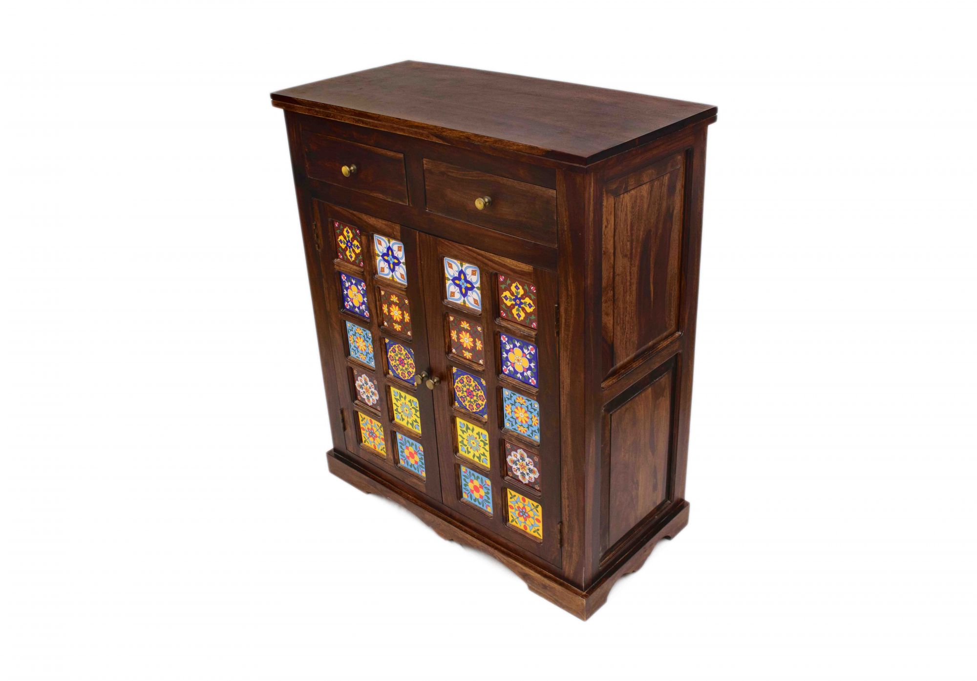Milos Solid Wood Shoe Cabinet Teak finish