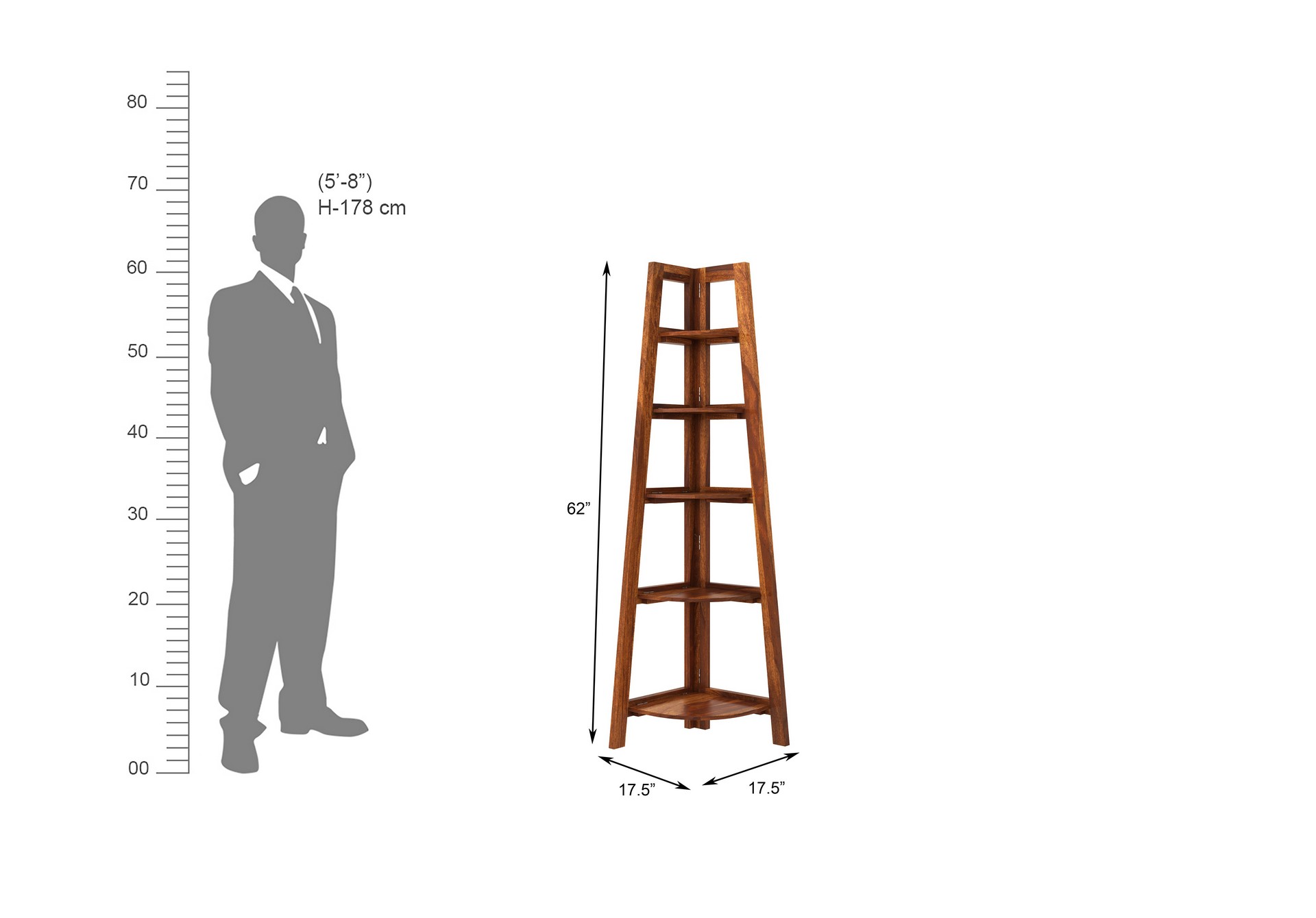 Ahtar Sheesham Wood Bookshelf Teak finish