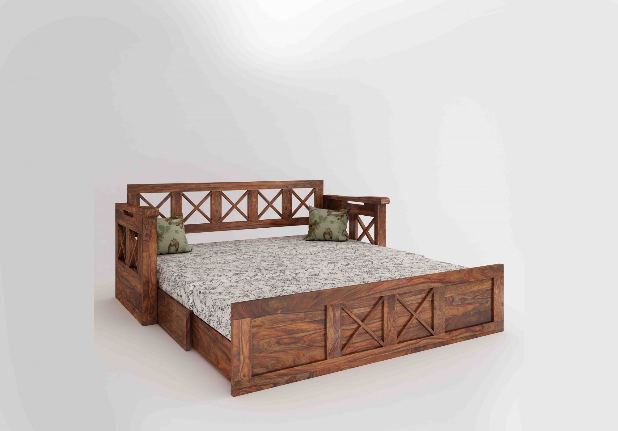 Aegina Sheesham Wood Sofa Cum Bed