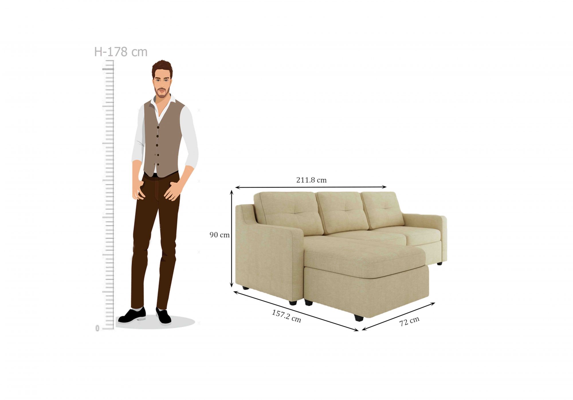 Islay L shape Fabric sofa Set