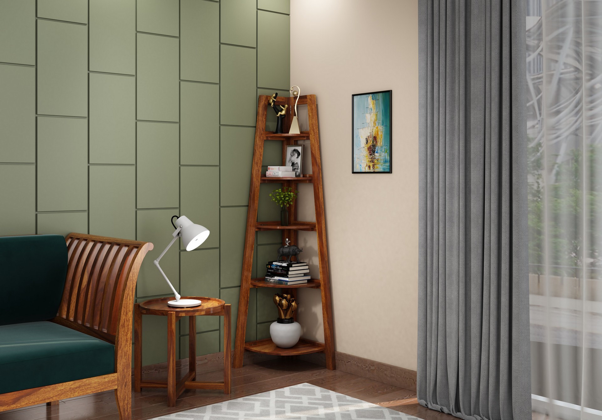 Ahtar Sheesham Wood Bookshelf Teak finish