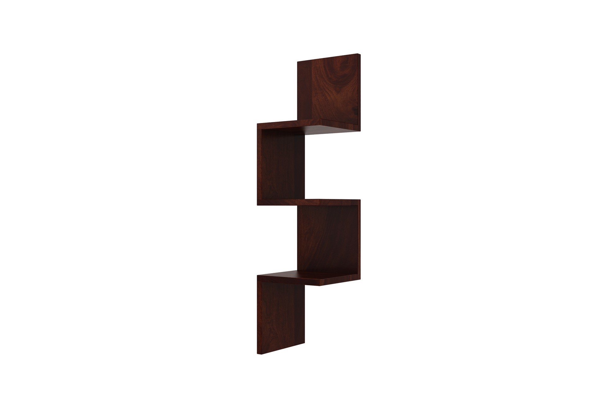 Zigzag Sheesham Wood Wall Shelves Walnut finish
